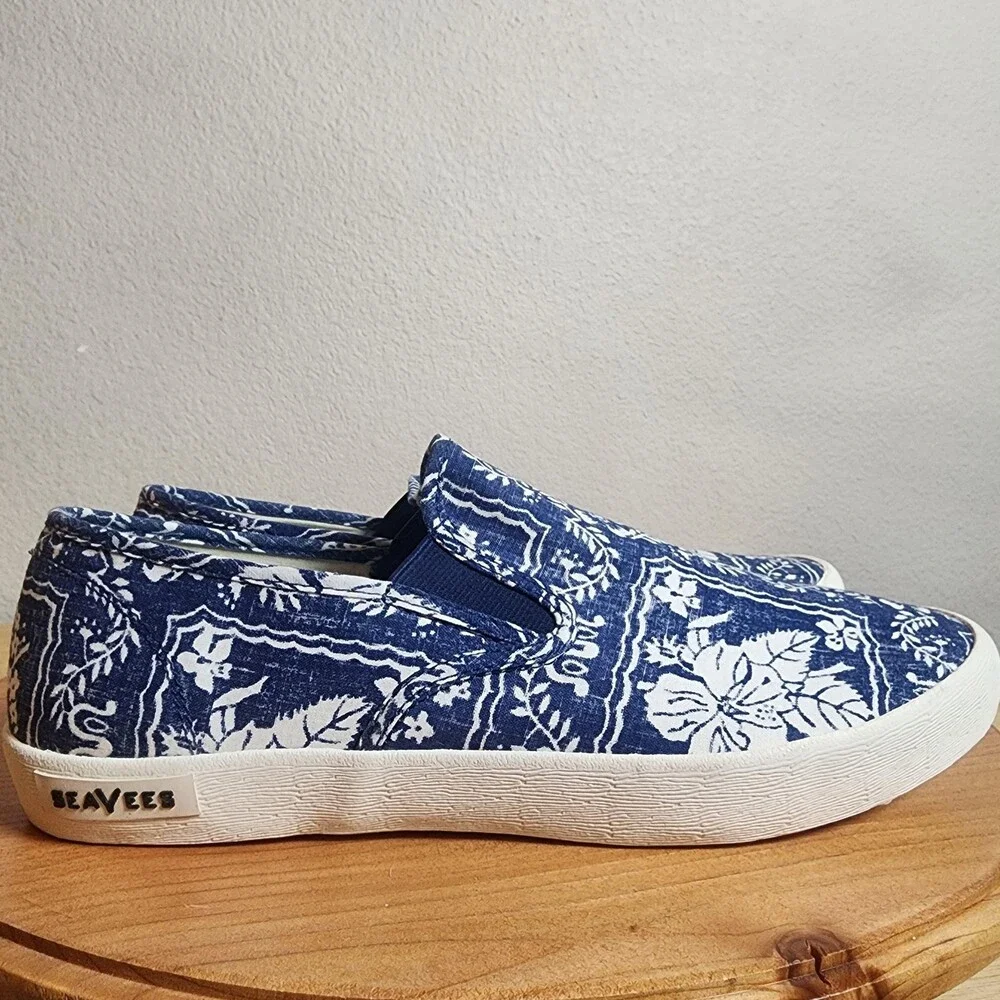 SeaVees Reyn Spooner Baja Shoes Mens Size 9.5 Hawaiian Floral Canvas Slip On